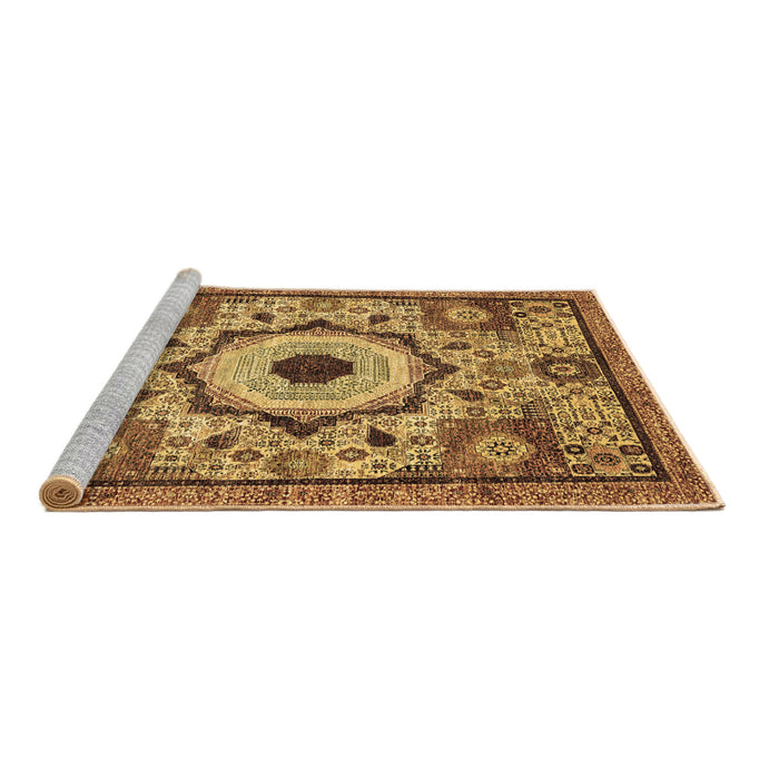 Sideview of Machine Washable Abstract Brown Modern Rug, wshabs2349brn