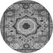 Round Machine Washable Abstract Gray Modern Rug, wshabs2349gry