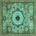 Square Abstract Turquoise Modern Rug, abs2349turq