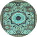 Round Abstract Light Blue Modern Rug, abs2349lblu