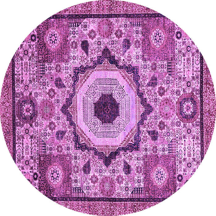 Round Abstract Purple Modern Rug, abs2349pur
