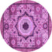 Round Machine Washable Abstract Purple Modern Area Rugs, wshabs2349pur