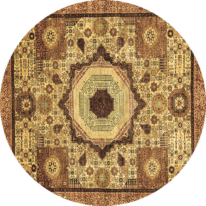 Round Abstract Brown Modern Rug, abs2349brn