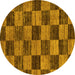 Round Machine Washable Abstract Yellow Modern Rug, wshabs234yw