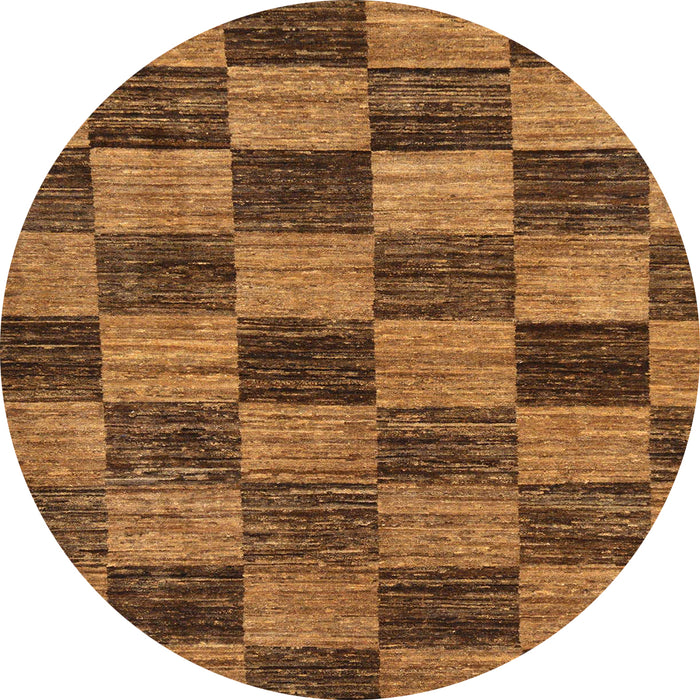 Round Abstract Saddle Brown Modern Rug, abs234