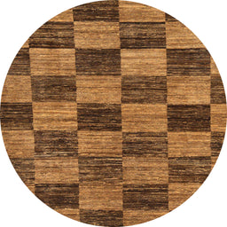 Round Machine Washable Abstract Saddle Brown Rug, wshabs234