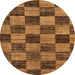 Round Machine Washable Abstract Saddle Brown Rug, wshabs234