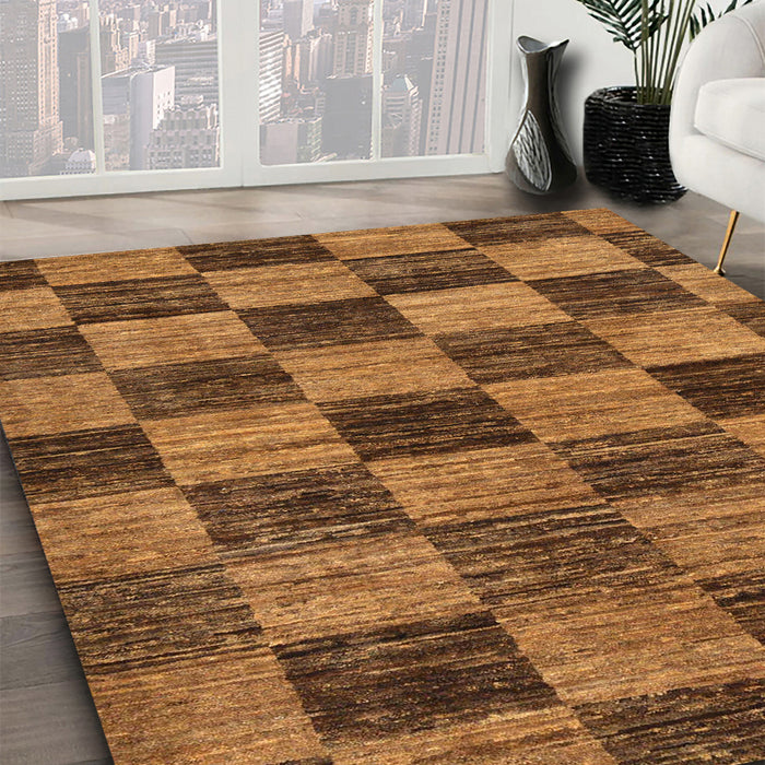 Machine Washable Abstract Saddle Brown Rug in a Family Room, wshabs234