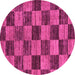 Round Machine Washable Abstract Pink Modern Rug, wshabs234pnk