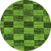 Round Machine Washable Abstract Green Modern Area Rugs, wshabs234grn