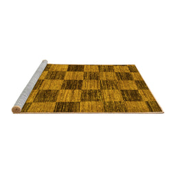 Sideview of Machine Washable Abstract Yellow Modern Rug, wshabs234yw