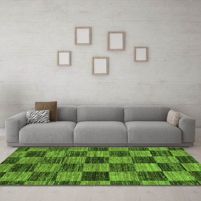 Machine Washable Abstract Green Modern Area Rugs in a Living Room,, wshabs234grn