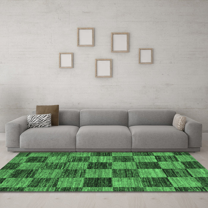 Machine Washable Abstract Emerald Green Modern Area Rugs in a Living Room,, wshabs234emgrn