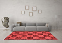 Machine Washable Abstract Red Modern Rug, wshabs234red