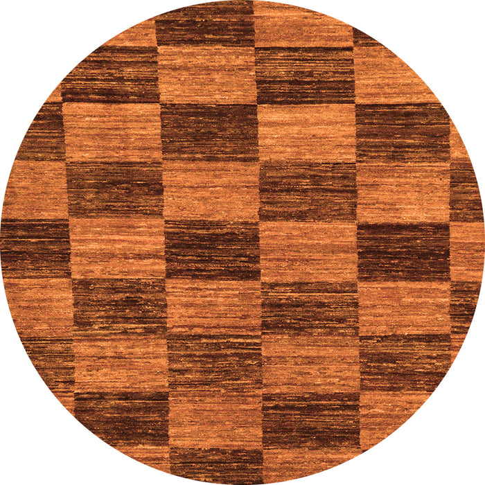 Round Machine Washable Abstract Orange Modern Area Rugs, wshabs234org