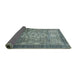 Sideview of Abstract Dark Sea Green Modern Rug, abs2350