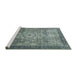 Sideview of Machine Washable Abstract Dark Sea Green Rug, wshabs2350