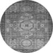 Round Machine Washable Abstract Gray Modern Rug, wshabs2350gry