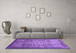 Machine Washable Abstract Purple Modern Area Rugs in a Living Room, wshabs2350pur