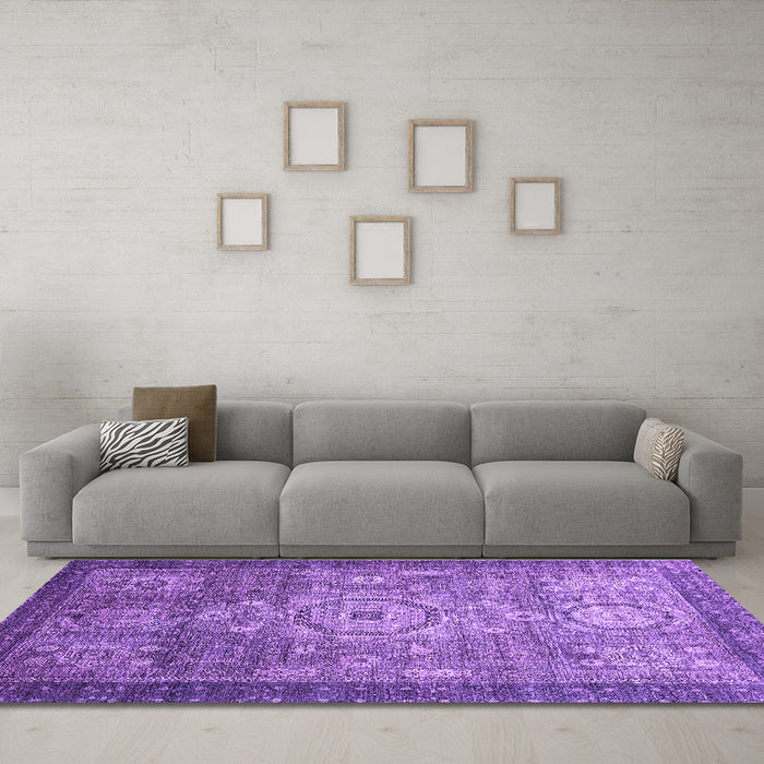 Machine Washable Abstract Purple Modern Area Rugs in a Living Room, wshabs2350pur