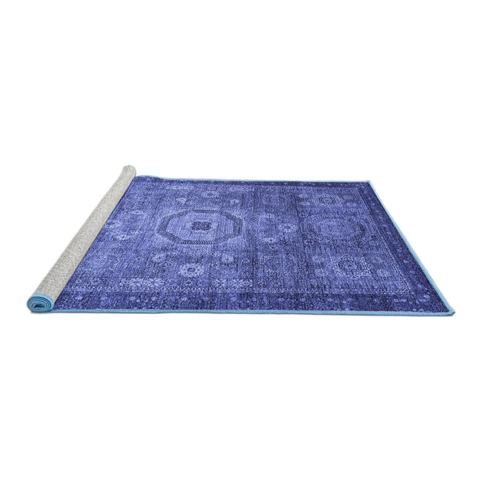 Sideview of Machine Washable Abstract Blue Modern Rug, wshabs2350blu