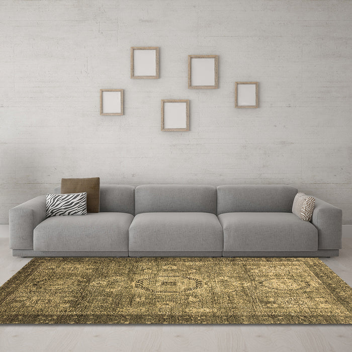 Machine Washable Abstract Brown Modern Rug in a Living Room,, wshabs2350brn