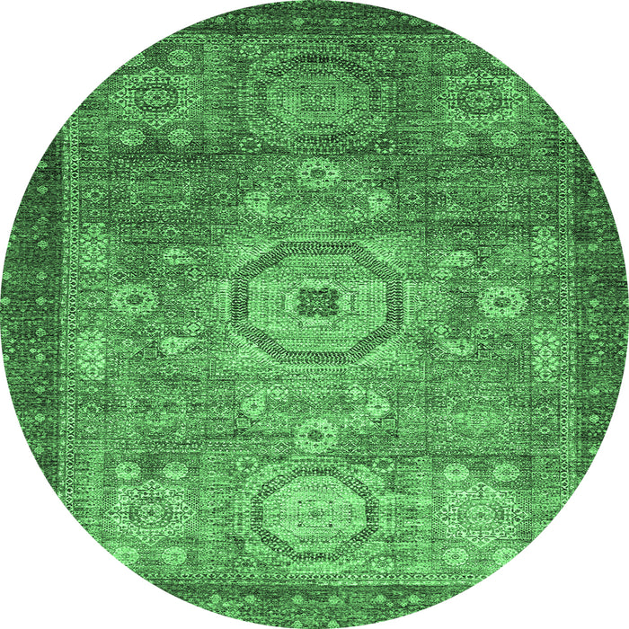 Round Abstract Emerald Green Modern Rug, abs2350emgrn