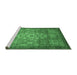 Sideview of Machine Washable Abstract Emerald Green Modern Area Rugs, wshabs2350emgrn