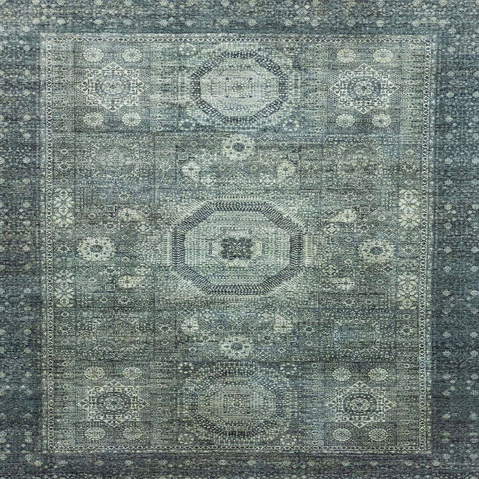 Square Abstract Dark Sea Green Modern Rug, abs2350