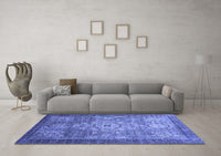 Machine Washable Abstract Blue Modern Rug, wshabs2350blu