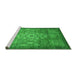 Sideview of Machine Washable Abstract Green Modern Area Rugs, wshabs2350grn