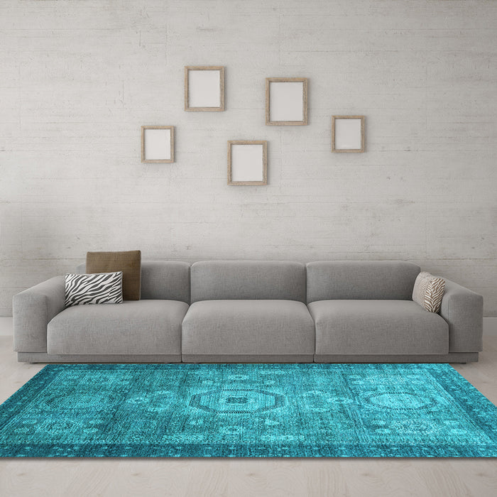 Machine Washable Abstract Light Blue Modern Rug in a Living Room, wshabs2350lblu