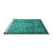 Sideview of Machine Washable Abstract Turquoise Modern Area Rugs, wshabs2350turq