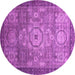 Round Machine Washable Abstract Pink Modern Rug, wshabs2350pnk