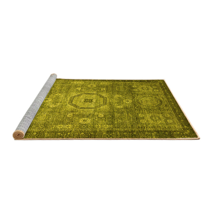 Sideview of Machine Washable Abstract Yellow Modern Rug, wshabs2350yw