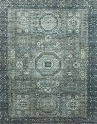 Machine Washable Abstract Dark Sea Green Rug, wshabs2350