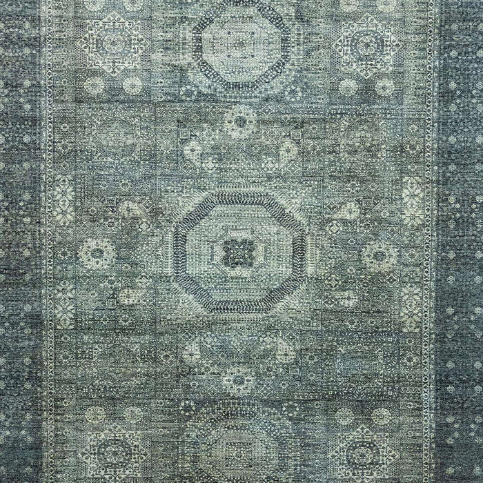Machine Washable Abstract Dark Sea Green Rug, wshabs2350