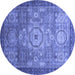 Round Abstract Blue Modern Rug, abs2350blu