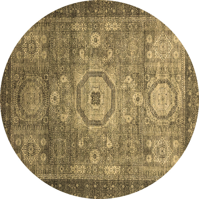 Round Abstract Brown Modern Rug, abs2350brn