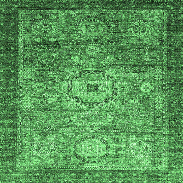 Square Machine Washable Abstract Emerald Green Modern Area Rugs, wshabs2350emgrn