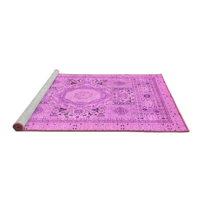 Sideview of Machine Washable Abstract Pink Modern Rug, wshabs2351pnk