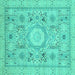 Square Abstract Turquoise Modern Rug, abs2351turq