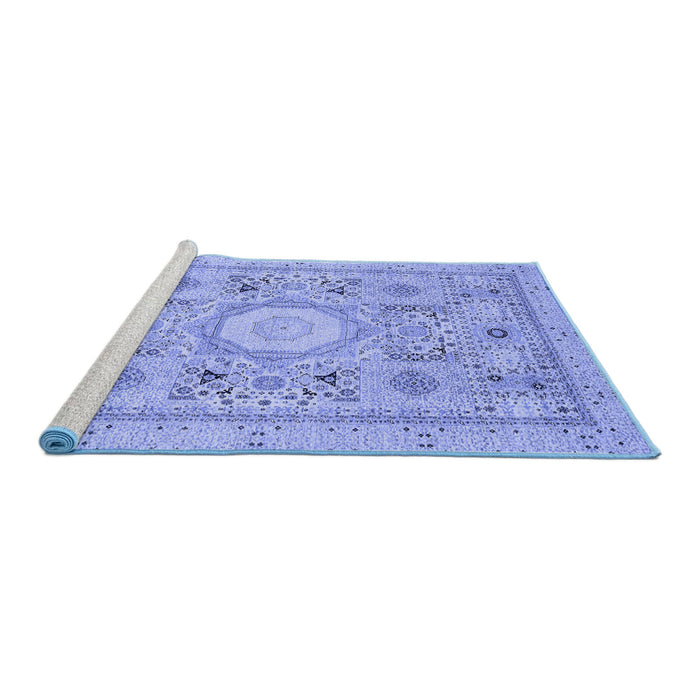 Sideview of Machine Washable Abstract Blue Modern Rug, wshabs2351blu
