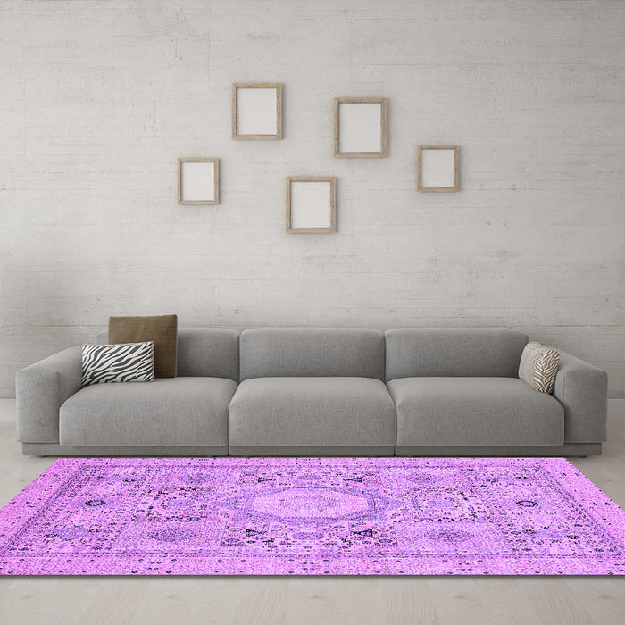 Machine Washable Abstract Purple Modern Area Rugs in a Living Room, wshabs2351pur