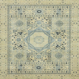 Square Machine Washable Abstract Brown Gold Rug, wshabs2351