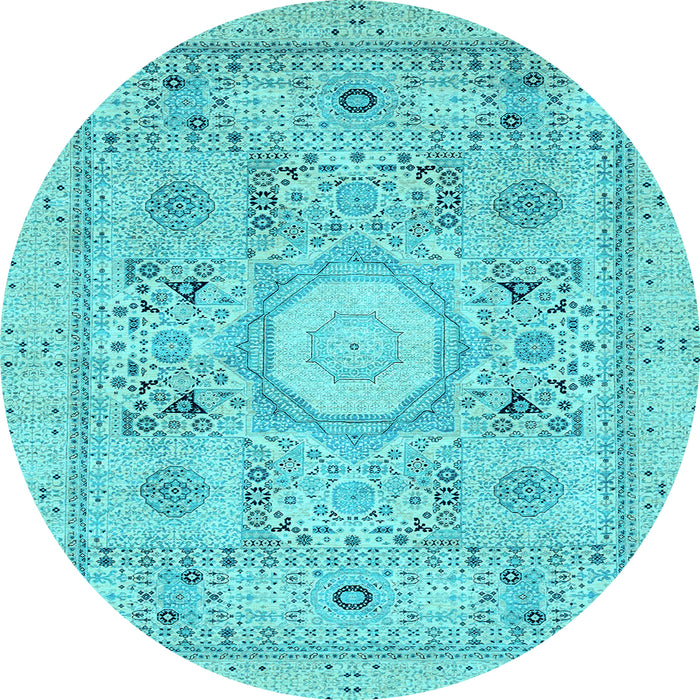 Round Machine Washable Abstract Light Blue Modern Rug, wshabs2351lblu