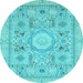 Round Machine Washable Abstract Light Blue Modern Rug, wshabs2351lblu