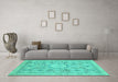 Machine Washable Abstract Turquoise Modern Area Rugs in a Living Room,, wshabs2351turq