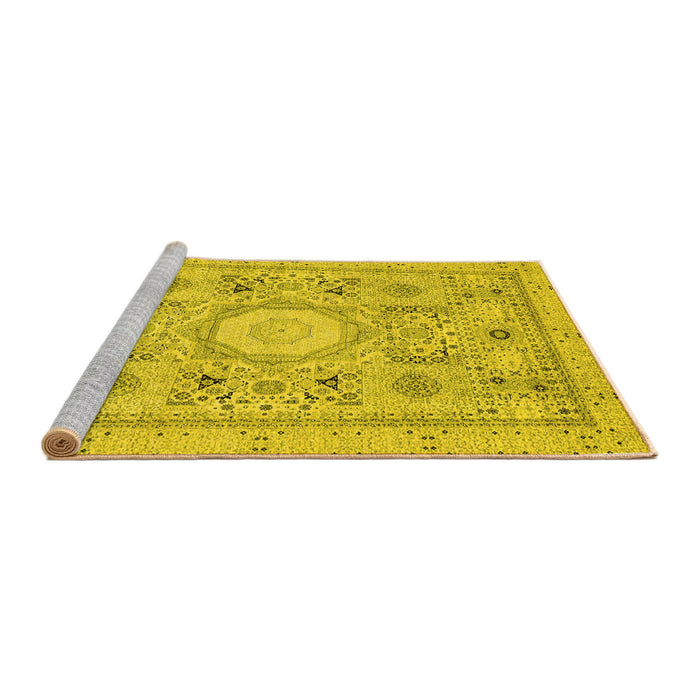 Sideview of Machine Washable Abstract Yellow Modern Rug, wshabs2351yw
