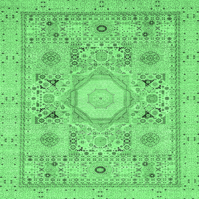 Square Abstract Emerald Green Modern Rug, abs2351emgrn